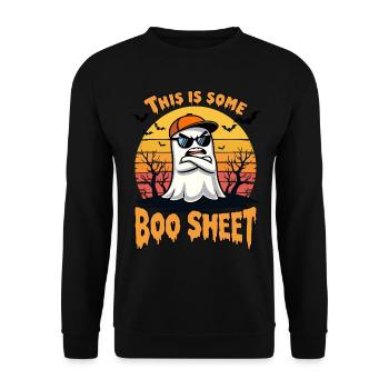 Halloween Party, Ghost, This Is Some Boo Sheet - Unisex Sweatshirt - black - Front - Alina (178cm) & Michal (187cm)