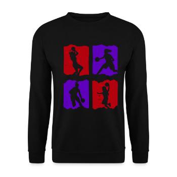 Basketball Tshirt B-Ball Dunking Rebound Player - Unisex Sweatshirt - black - Front - Alina (178cm) & Michal (187cm)