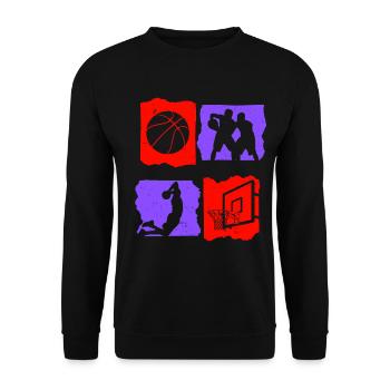 Basketball Tshirt B-Ball Dunking Rebound Player - Unisex Sweatshirt - black - Front - Alina (178cm) & Michal (187cm)