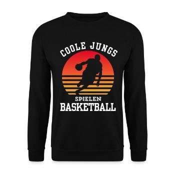 Basketball Tshirt B-Ball Dunking Rebound Player - Unisex Sweatshirt - black - Front - Alina (178cm) & Michal (187cm)