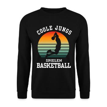 Basketball Tshirt B-Ball Dunking Rebound Player - Unisex Sweatshirt - black - Front - Alina (178cm) & Michal (187cm)