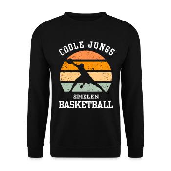 Basketball Tshirt B-Ball Dunking Rebound Player - Unisex Sweatshirt - black - Front - Alina (178cm) & Michal (187cm)
