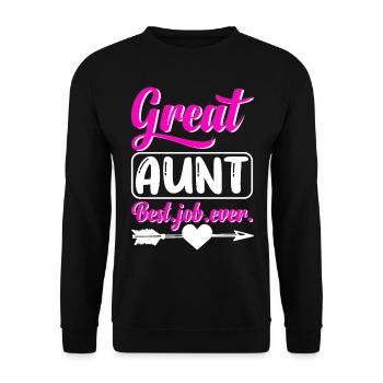 Great Aunt Best Job Ever Cute Arrow and Heart - Unisex Pullover - Schwarz - Vorne - Alina (178cm) & Michal (187cm)