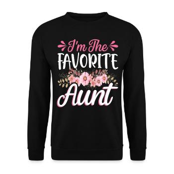 I'm The Favorite Aunt Baby Pregnancy Announcement - Unisex Pullover - Schwarz - Vorne - Alina (178cm) & Michal (187cm)