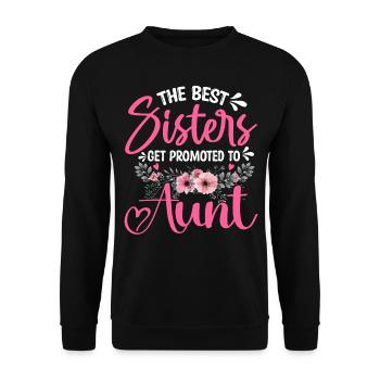 Promoted to Aunt Baby Pregnancy Announcement - Unisex Pullover - Schwarz - Vorne - Alina (178cm) & Michal (187cm)