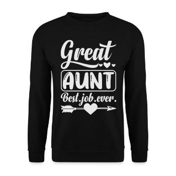 Great Aunt Best Job Ever Cute Arrow and Heart - Unisex Pullover - Schwarz - Vorne - Alina (178cm) & Michal (187cm)