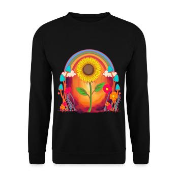 Sunflower Nature Flower Nature Lover - Unisex Sweatshirt - black - Front - Alina (178cm) & Michal (187cm)