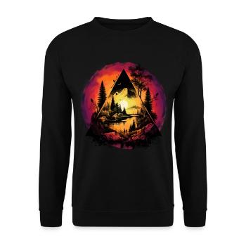 Nature, Nature Lover, Forest, Sunset - Unisex Sweatshirt - black - Front - Alina (178cm) & Michal (187cm)