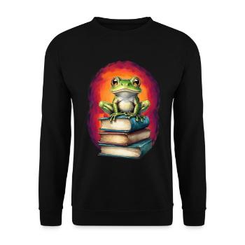 Frog Frogs Toad Child Kids Book Reading - Unisex Sweatshirt - black - Front - Alina (178cm) & Michal (187cm)