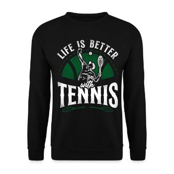 Drôle de joueur de tennis raquette la vie est - Sweat-shirt Unisexe - noir - Devant - Alina (178cm) & Michal (187cm)