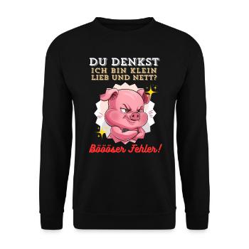 Pig Tshirt Funny Funny Humor Women Cute - Unisex Sweatshirt - black - Front - Alina (178cm) & Michal (187cm)