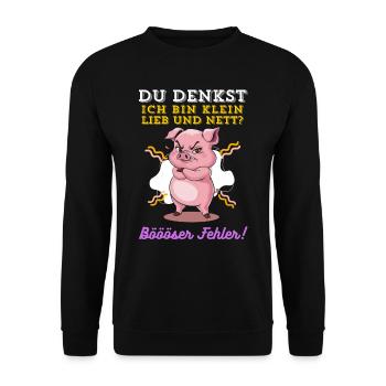 Pig Tshirt Funny Funny Humor Women Cute - Unisex Sweatshirt - black - Front - Alina (178cm) & Michal (187cm)