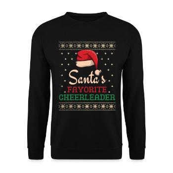 Santas Lieblings Cheerleader Weihnachtsoutfit - Unisex Pullover - Schwarz - Vorne - Alina (178cm) & Michal (187cm)