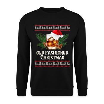 Old Fashioned Whiskey Funny Christmas Cocktail - Unisex Sweatshirt - black - Front - Alina (178cm) & Michal (187cm)
