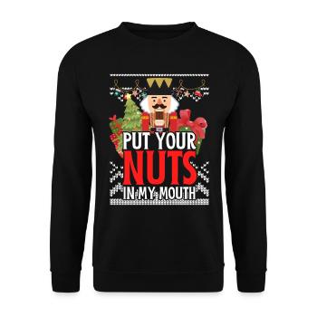 Vilain Casse-Noisette mets tes noix dans ma bouche - Sweat-shirt Unisexe - noir - Devant - Alina (178cm) & Michal (187cm)
