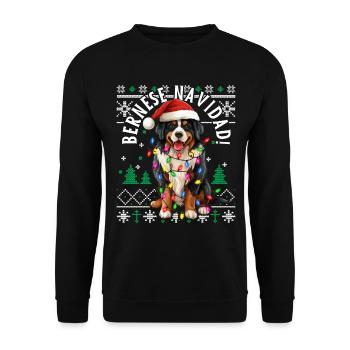 Bernese Navidad Weihnachts-Bernese-Mountain-Dog - Unisex Pullover - Schwarz - Vorne - Alina (178cm) & Michal (187cm)