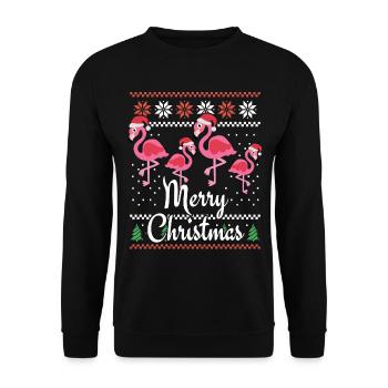 Tenue de Noël Flamant rose pour la famille - Sweat-shirt Unisexe - noir - Devant - Alina (178cm) & Michal (187cm)