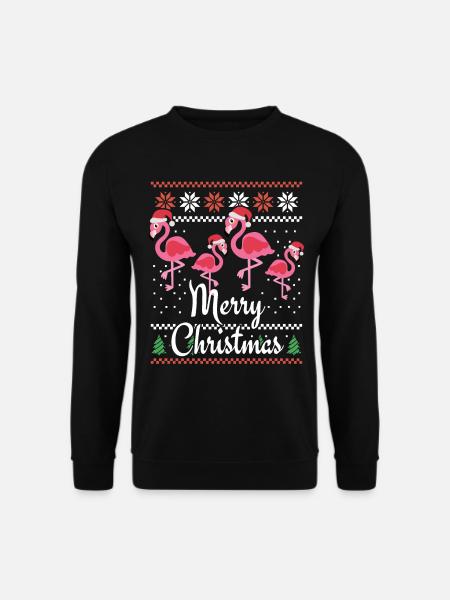 Pink Flamingo Weihnachtsoutfit für die Familie - Unisex Pullover - Schwarz