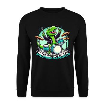 Schlagzeuger, Schlagzeug, Drummer, Drummersaurus - Unisex Sweatshirt - black - Front - Alina (178cm) & Michal (187cm)