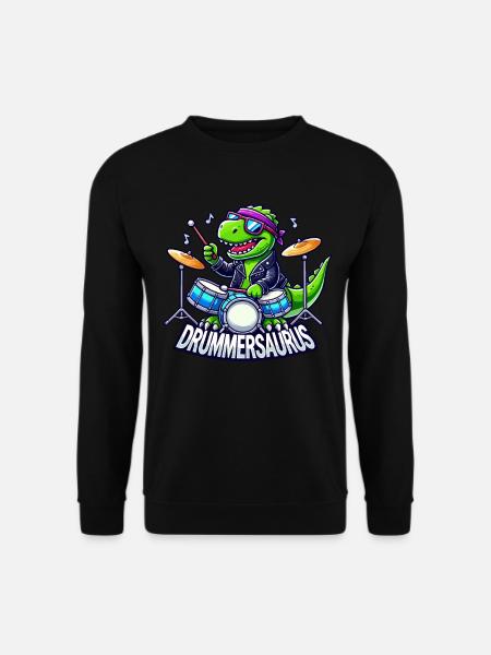 Schlagzeuger, Schlagzeug, Drummer, Drummersaurus - Unisex Pullover - Schwarz