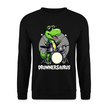 Schlagzeuger, Schlagzeug, Drummer, Drummersaurus - Unisex Sweatshirt - black - Front - Alina (178cm) & Michal (187cm)