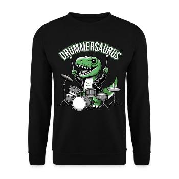 Schlagzeuger, Schlagzeug, Drummer, Drummersaurus - Unisex Sweatshirt - black - Front - Alina (178cm) & Michal (187cm)