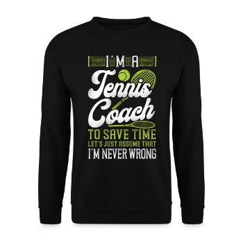 Funny Tennis Player Racket I'm A - Unisex Pullover - Schwarz - Vorne - Alina (178cm) & Michal (187cm)