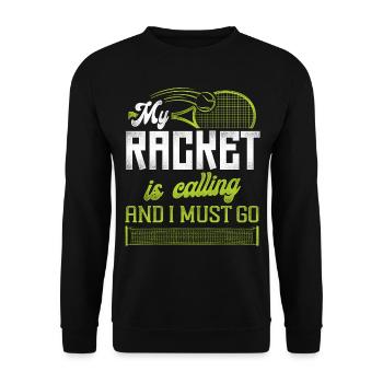 Drôle de joueur de tennis raquette mon - Sweat-shirt Unisexe - noir - Devant - Alina (178cm) & Michal (187cm)