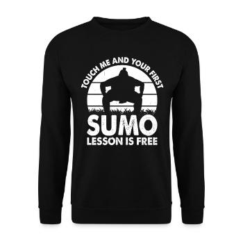 Touch me and your first Sumo lesson is free - Sumo - Unisex Sweatshirt - black - Front - Alina (178cm) & Michal (187cm)