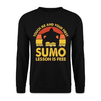 Touch me and your first Sumo lesson is free - Sumo - Unisex Sweatshirt - black - Front - Alina (178cm) & Michal (187cm)
