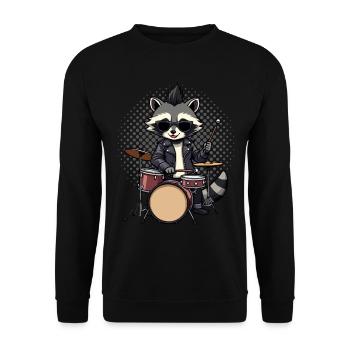 Schlagzeuger, Schlagzeug, Drummer, Musik,Waschbär - Unisex Pullover - Schwarz - Vorne - Alina (178cm) & Michal (187cm)