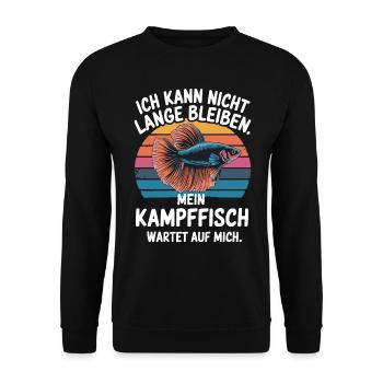 Mein Kampffisch wartet auf mich - Unisex Pullover - Schwarz - Vorne - Alina (178cm) & Michal (187cm)