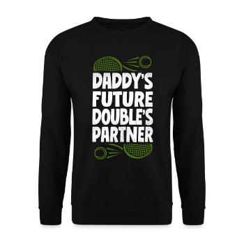 Funny Tennis Player Racket Daddy's - Unisex Pullover - Schwarz - Vorne - Alina (178cm) & Michal (187cm)