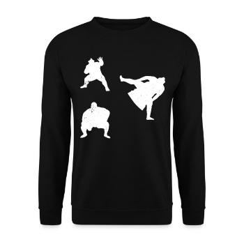Sumo Silhouettes Sumo Wrestling Sumo Fighter - Unisex Sweatshirt - black - Front - Alina (178cm) & Michal (187cm)