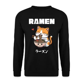 Ramen Nouilles Chibi Asie Chats Nouilles Soupe Anime - Sweat-shirt Unisexe - noir - Devant - Alina (178cm) & Michal (187cm)