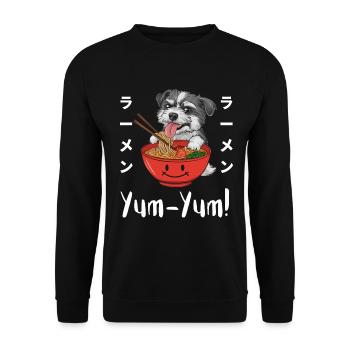 Ramen Nouilles Chibi Asia Soupe de nouilles pour chiens Anime - Sweat-shirt Unisexe - noir - Devant - Alina (178cm) & Michal (187cm)