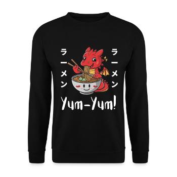 Ramen Nouilles Chibi Asie Dragon Nouilles Soupe Anime - Sweat-shirt Unisexe - noir - Devant - Alina (178cm) & Michal (187cm)
