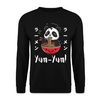Nouilles Ramen Chibi Asie Soupe de nouilles Panda Anime - Sweat-shirt Unisexe - noir - Devant - Alina (178cm) & Michal (187cm)