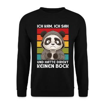 Funny Gift Panda Funny Humor Lazy Fun - Unisex Sweatshirt - black - Front - Alina (178cm) & Michal (187cm)