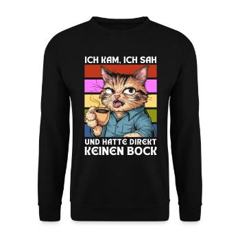 Drôle Cadeau Chat Drôle Humour Paresseux Fun - Sweat-shirt Unisexe - noir - Devant - Alina (178cm) & Michal (187cm)