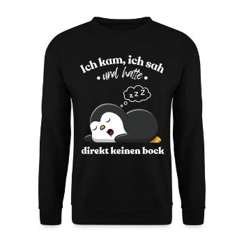 Funny Gift Penguin Funny Humor Lazy Fun - Unisex Sweatshirt - black - Front - Alina (178cm) & Michal (187cm)