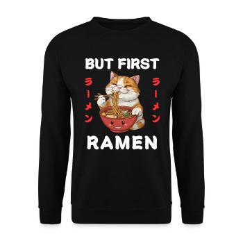 Ramen Nouilles Chibi Asie Chats Nouilles Soupe Anime - Sweat-shirt Unisexe - noir - Devant - Alina (178cm) & Michal (187cm)