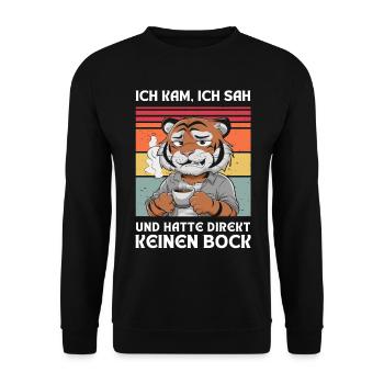 Funny Gift Tiger Funny Humor Lazy Fun - Unisex Sweatshirt - black - Front - Alina (178cm) & Michal (187cm)