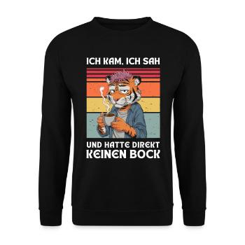 Funny Gift Tiger Funny Humor Lazy Fun - Unisex Sweatshirt - black - Front - Alina (178cm) & Michal (187cm)