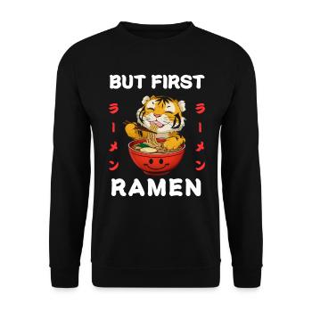 Nouilles Ramen Chibi Asie Soupe de nouilles tigrées Anime - Sweat-shirt Unisexe - noir - Devant - Alina (178cm) & Michal (187cm)