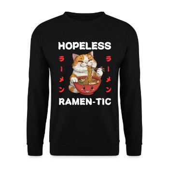 Ramen Nouilles Chibi Asie Chats Nouilles Soupe Anime - Sweat-shirt Unisexe - noir - Devant - Alina (178cm) & Michal (187cm)