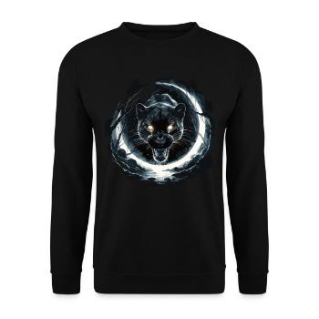Mystic Panther and Full Moon - Unisex Sweatshirt - black - Front - Alina (178cm) & Michal (187cm)