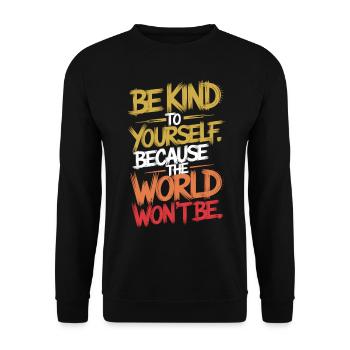 Motivational shirt: Think of yourself - Unisex Sweatshirt - black - Front - Alina (178cm) & Michal (187cm)