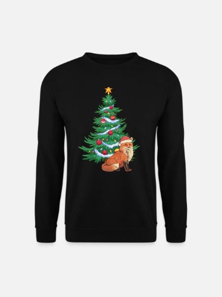 Christmas Christmas Tree Fox Santa - Unisex Sweatshirt - black