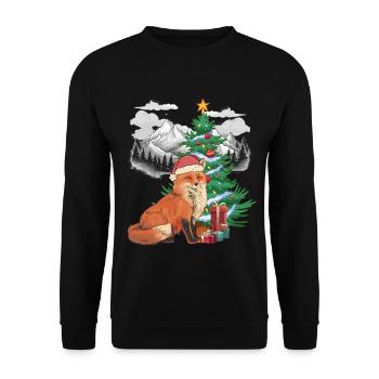 Weihnachten Christmas Xmas Waldtiere Fuchs Kinder - Unisex Pullover - Schwarz - Vorne - Alina (178cm) & Michal (187cm)
